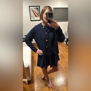 LOFT Dark Blue Speckled cardigan Sweater